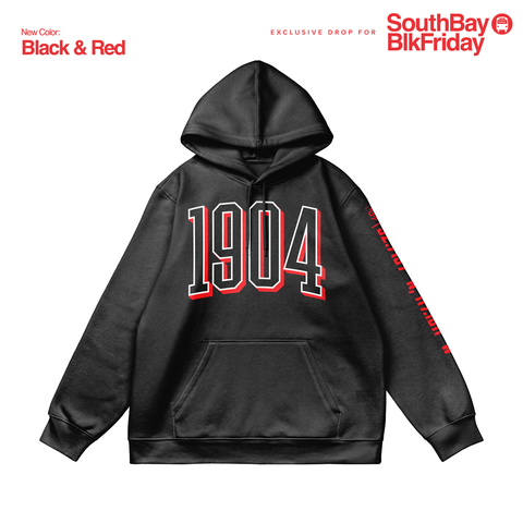 1904 R22 Hood Black Red hoodie Pullover