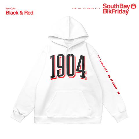 1904 R22 Hood Black & Red White hoodie Pullover